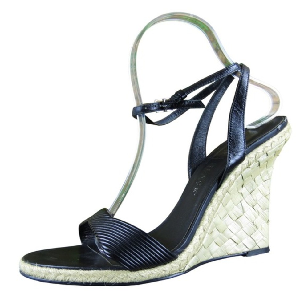 White House Black Market Wmn Adjustable Strap Ankle Strap Black Leather 9 Medium